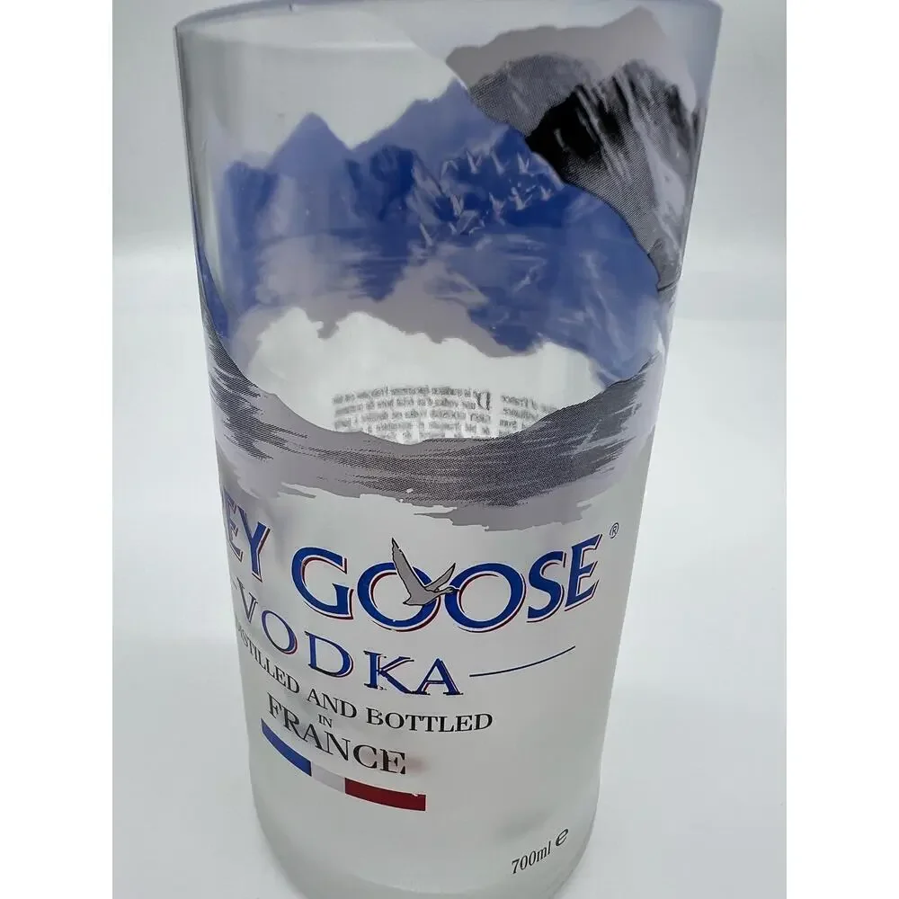 Grey Goose Vodka Bottle Upcycled Glass handmade and drinking glass